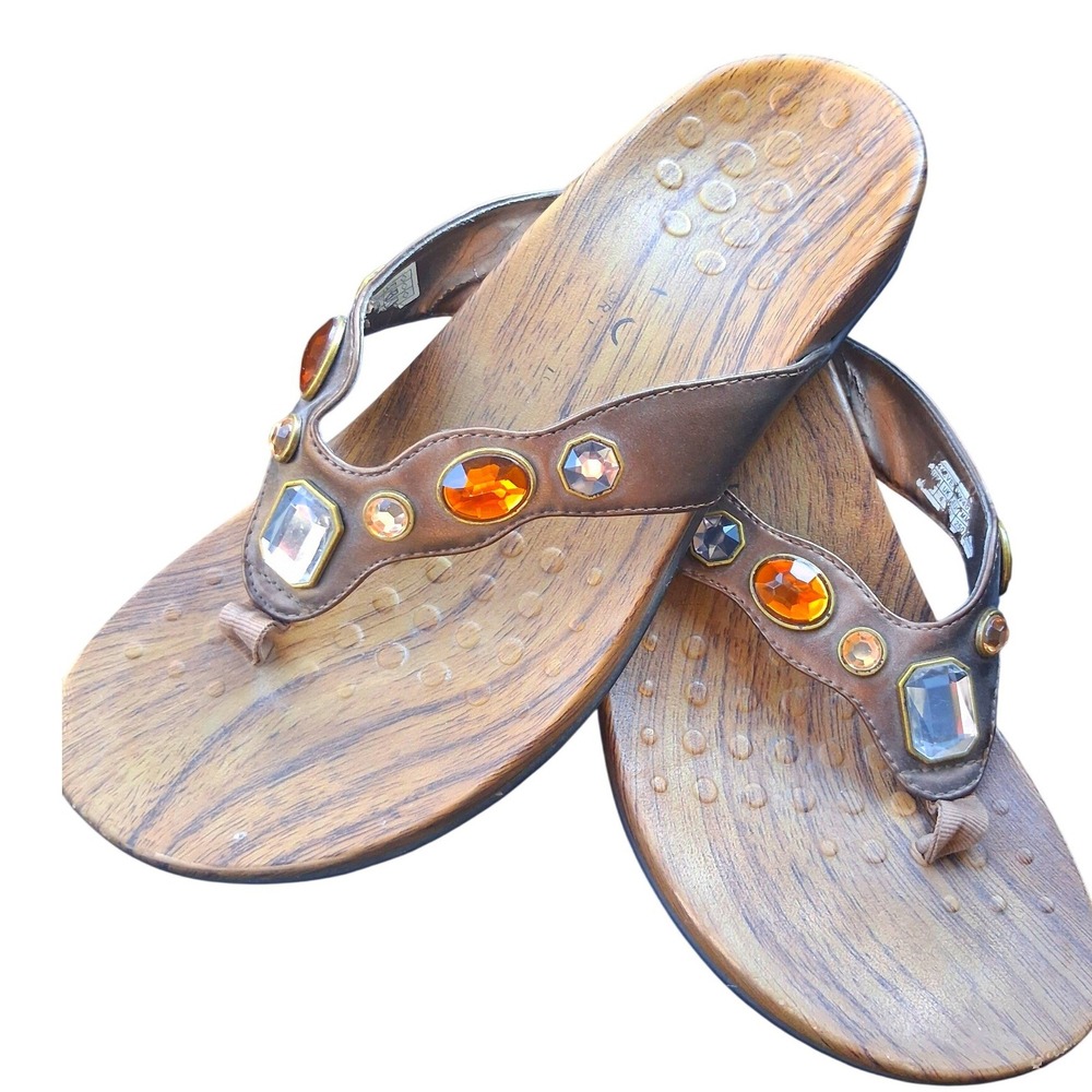 Vionic Eve Womens size 8 Resortwear Summer Vacation Embellished Thong Sandals